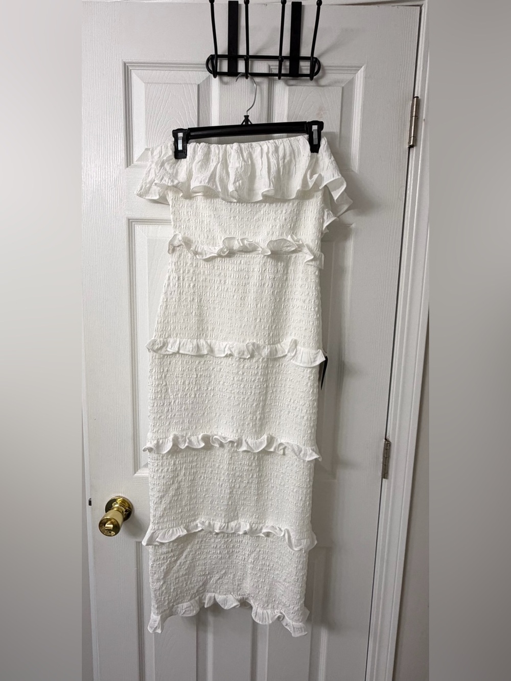 Lulu's White Strapless Ruffled Maxi Dress